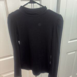 Splash Size Large Black Long Sleeve Shirt Women's Shoulder Ruffles Top Blouse